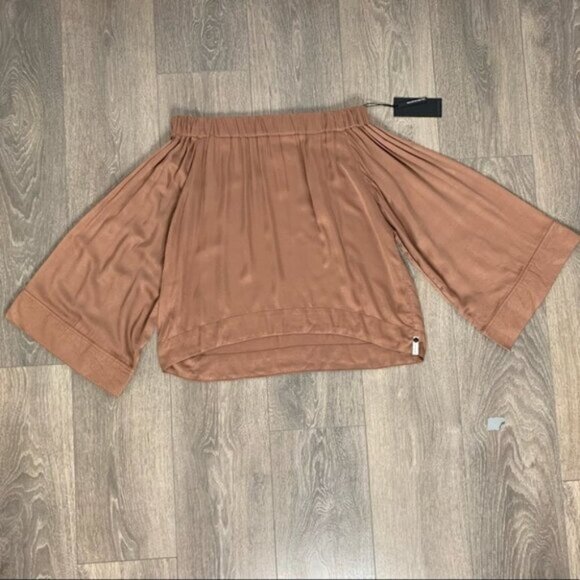 Free People One Teaspoon Boy Bowie Blouse Top Off the Shoulder Wide Flare Sleeve - Picture 4 of 15